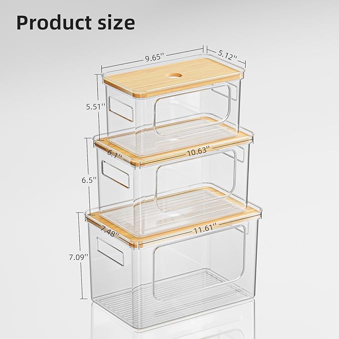 Under Sink Organizer,Pantry Organizers and Storage,Plastic Trash Bag Holder Dispenser,Bamboo Lid Potatoes Onions Organization Storage Container for Kitchen,set of 3
