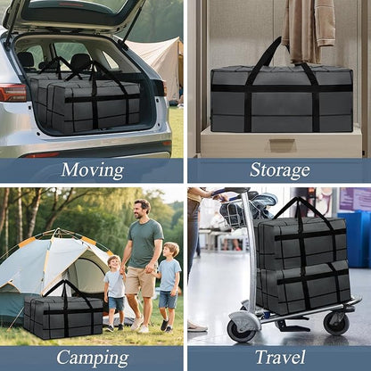 10Pack Extra Large Heavy Duty Moving Bags with Zippers & Reinforced Handles Heavy-Duty Storage Totes – Moving Boxes for Clothes, College Supplies, and Moving – Waterproof & Foldable (Large)