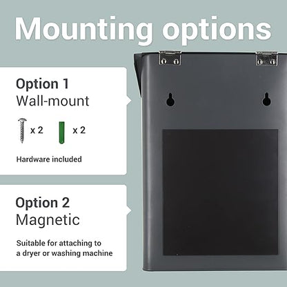 Magnetic Lint Bin, 2.5L Capacity, Stormy Gray, Wall Mounted, Satisfaction Guarantee