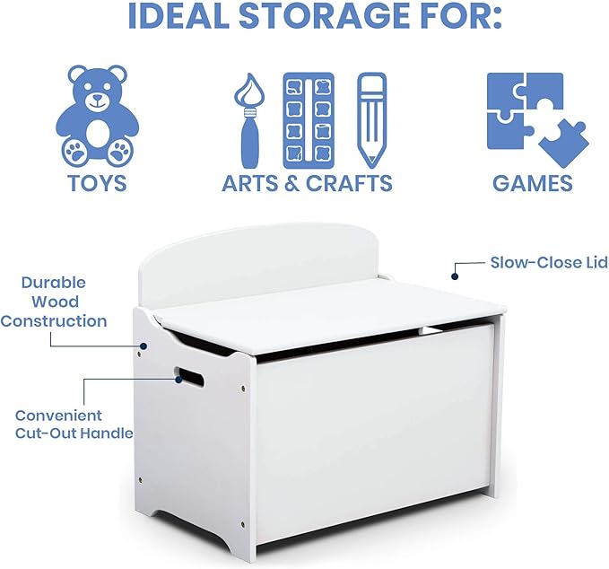 Delta Children MySize Deluxe Toy Box, Bianca White