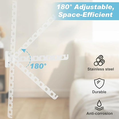 Alise Clothes Drying Rack Wall Mounted Coat Hanger White,Foldable Hangers Rack Clothes Hook Closet Storage Organizer,Swivel Space Saving Clothes Hanger Rack for Bedroom Bathroom Laundry,2 Pack