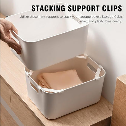 AGLOO 20Pcs Storage Box Stacking Support, Plastic Bins, Wire Baskets – Pile Up Organizer for Plastic Bins, Wire Baskets – Home Office Bedroom Kitchen Storage Solutions