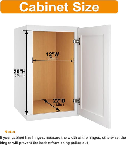 ROOMTEC Pull Out Cabinet Organizer, Under Sink Slide Out Storage Shelf with 2 Tier Sliding Wire Drawer, Sliding Storage for Inside Kitchen Cabinet- 11½ in. W x 21½ in. D (Left)