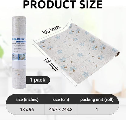 RAY STAR 18X96 Inch Shelf Liner for Kitchen Cabinets, Non-Adhesive Cabinet Liner Washable, PVC Drawer Liner for Dresser Non-Slip Bathroom (Floral)(1 Roll)
