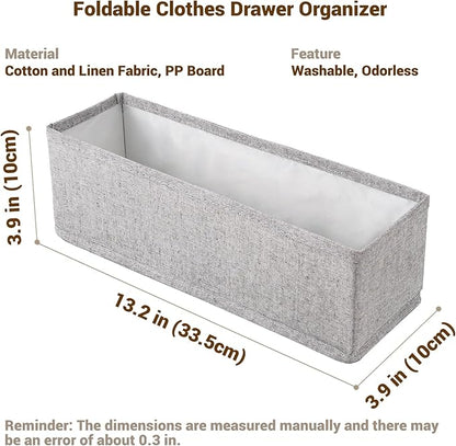 MURRI&MURRDI Mini Foldable Clothes Drawer Organizer 6 Pcs, Narrow Fabric Drawer Organizer for Nursery, Small Dresser Storage Bins for Clothing Sock Underwear Bra Belt Tie Scarves, Gray