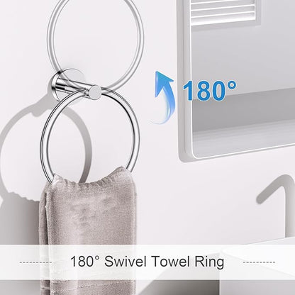 Polished Chrome Bathroom Hardware Set, 5 Pieces Chrome Towel Bar Bathroom Accessories, Upgraded Toilet Paper Holder with Shelf Set, 23.6 Inch Towel Rack Towel Holder for Bathroom Wall