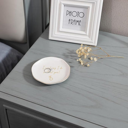 HOME SMILE I Can't Say I do Without You Ring Dish-Bridesmaid Proposal Gifts,Ceramic White