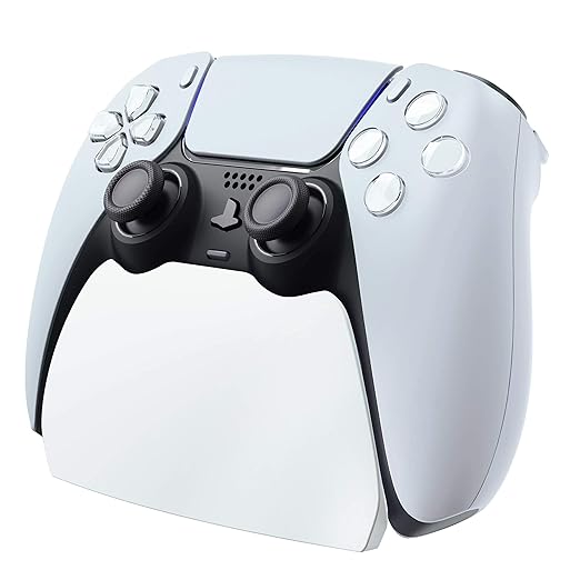 PlayVital White Controller Display Stand for ps5, Gamepad Accessories Desk Holder for ps5 Controller with Rubber Pads