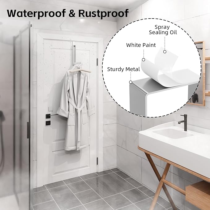 WLCSNG 2 Pack Over The Door Hanger, Folding Over The Door Drying Rack for Laundry, Door Hanger for Clothing, Over The Door Hooks, Door Clothes Drying Rack,Portable Compact & Travel-Ready,White