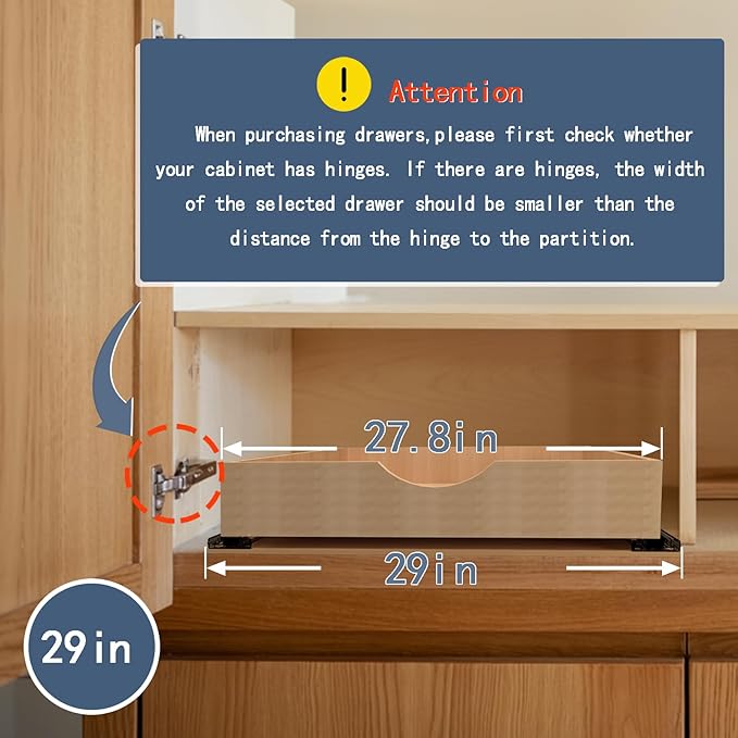 Pull Out Cabinet Drawers - 6x2 Size Options (12-23'W,18-21'D), Pre-Assembled with Soft Close Slides, Solid Beechwood, Easy Installation(29'W x 18'D)