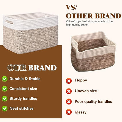 Storage Baskets for Organizing, 4 Pack Storage Baskets for Shelves, Woven Basket for Shelves, Closet Organization, Rectangle Organizer Basket Gifts Empty, 13"Lx8.7"Wx7.9"H Decorative Bins with Handles