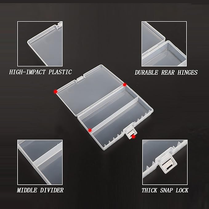 PNGKNYOCN Battery Storage Box,AA Batteries Portable Organizer Box Holds 48 AA Batteries,Insulative Plastic Clear Color