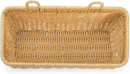 ZEAYEA Set of 2 Cute Small Wall Hanging Basket, Hand-Woven Hanging Organizer Basket for Onion Garlic, Boho Plastic Fruit Storage Baskets with Hanger for Kitchen Bathroom Laundry Living Room Home Decor