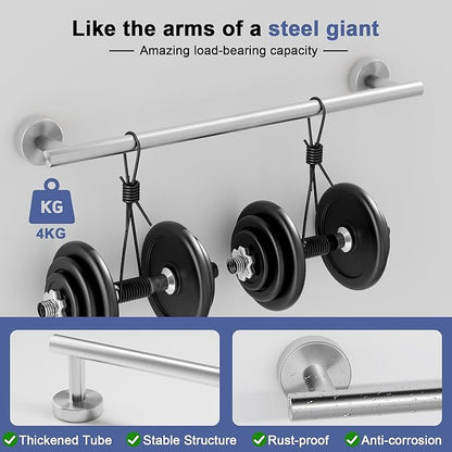 Brushed Nickel Towel Bar, 14 Inch Towel Racks for Bathroom Wall Mounted, SUS304 Stainless Steel Bathroom Towel Holder, Total Length 16.4 Inch Towel Bars