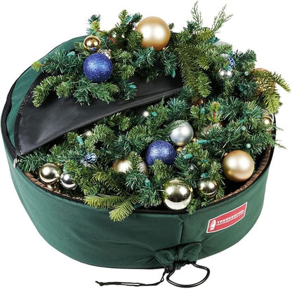 TreeKeeper [36 Inch Wreath Storage Container] - for Christmas Wreath up to 36 Inches in Diameter | Bag Hooks Directly to Your Wire Wreath Frames to Prevent Sagging and Deformed Wreaths (36-Inch)