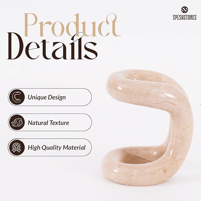 Marble Pen Holder for Desk 4 Inch Beige Pencil Holder for Desk Accessories & Workspace Organizers - Stone Stationary Holders for Office Decor - Pen Organizer for Gifts
