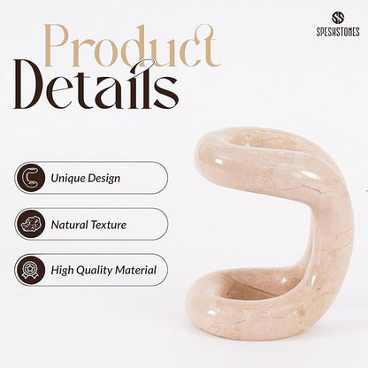 Marble Pen Holder for Desk 4 Inch Beige Pencil Holder for Desk Accessories & Workspace Organizers - Stone Stationary Holders for Office Decor - Pen Organizer for Gifts
