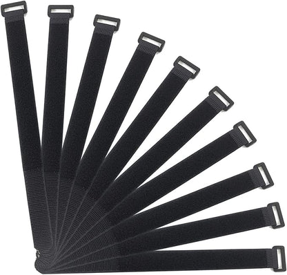 Fastening Hook and Loop Cable Straps,10Pack Black Self-Adhesive Cable Ties,Nylon Securing Straps with Buckles,Adjustable and Reusable Cinch Straps for Cords Organized and Tidy(1" x 24")