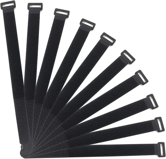 Fastening Hook and Loop Cable Straps,10Pack Black Self-Adhesive Cable Ties,Nylon Securing Straps with Buckles,Adjustable and Reusable Cinch Straps for Cords Organized and Tidy(1" x 24")