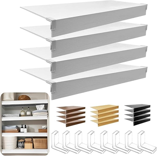 Wire Shelf Cover, Wire Rack Covers for Pantry,4 Pcs PVC Wood-Look Faux Wood Shelf Liners,26x12 Inch,0.24inch Thick for Home and Kitchen Organization
