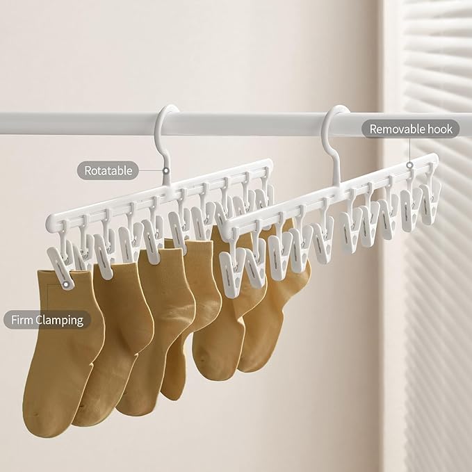 Plastic Drying Rack with 10 Clips for Drying Socks Baby Clothes Drying Towels Rotatable Sock Drying Rack