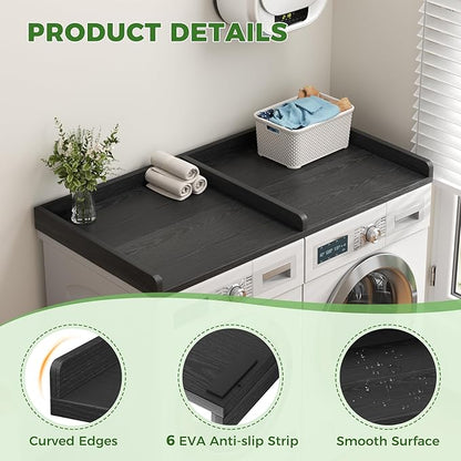 VOPEAK Washer and Dryer Countertop, Laundry Countertop, 54" x 27.5" Spacious Washer Dryer Topper, Wooden Washing Machine Topper for Laundry Room Organization and Folding Clothes, Black