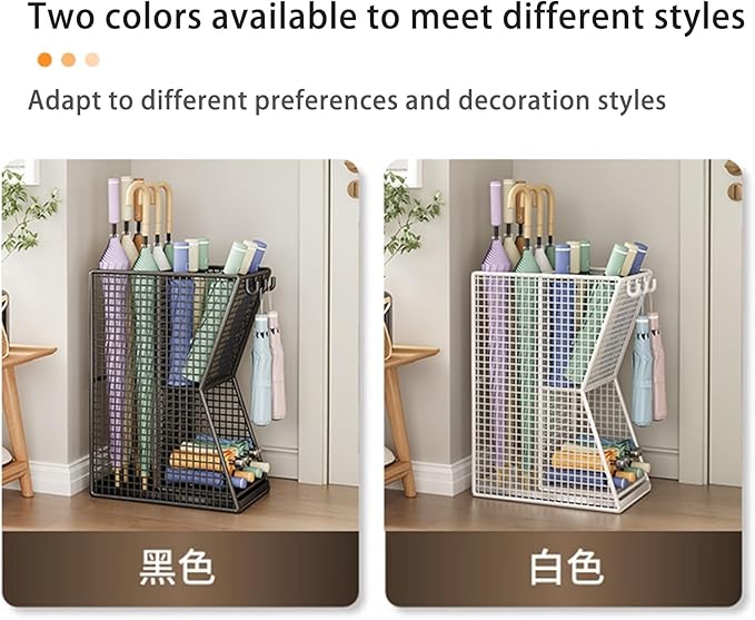 Commercial Metal Umbrella Stand Indoor Large-Capacity Entrance Umbrella Storage Rack with Removable Drip Tray Indoor Hotel Corridor Entrance Metal Stand Rack for Hotel,Offices(Black)