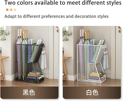 Commercial Metal Umbrella Stand Indoor Large-Capacity Entrance Umbrella Storage Rack with Removable Drip Tray Indoor Hotel Corridor Entrance Metal Stand Rack for Hotel,Offices(Black)