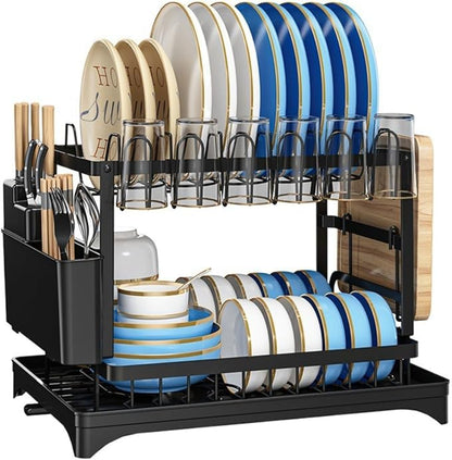 YJOYJOY Dish Drying Rack, Stainless Steel Dish Rack for Kitchen Counter, Large Capacity Dish Drainers with Drainage Tray