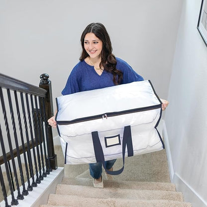 CLOZZERS Storage and Moving Bags - Heavy Duty, Dust Protection and Water Resistant, Durable Zipper Closure and Sturdy Handles Best Moving Boxes Alternative (Black, 6 Pack)