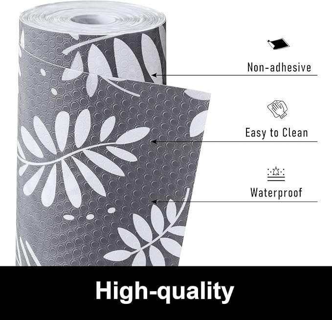 Cooyes Shelf Liners for Kitchen Cabinets Waterproof & Oil-Proof Kitchen Cupboard Mats Non-Slip Drawer Mats EVA Material Non Adhesive Fridge Liner for Shelves（17.5" W x 78.7" L）