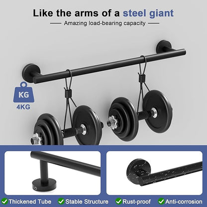 Matte Black Towel Bar, 14 Inch Towel Racks for Bathroom Wall Mounted, SUS304 Stainless Steel Bathroom Towel Holder, Total Length 16.4 Inch Towel Bars