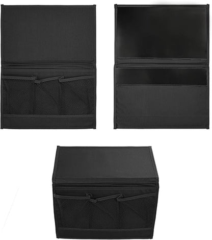 Surblue Bedside Caddy 4 Pockets Bedside Storage Organizer for TV Remote Control Phone Glasses Magazine (Black)