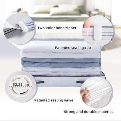 TAILI Under Bed Jumbo Vacuum Seal Storage Bags for Comforters and Blankets, Large Capacity White Foldable Box Save 80% Space, 41" x 17.7" x 6"