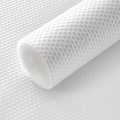 Shelf Liners, 12'' X 10ft Kitchen Drawer Mats, Non-Slip & Non-Adhesive EVA Cabinet Liner Shelf Paper for Dresser Pantry Bathroom Cabinet Lining Refrigerator Liner (Clear Dot)