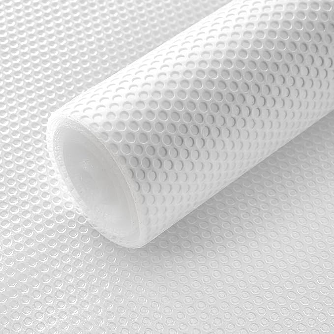 Shelf Liners, 12'' X 6ft Kitchen Drawer Mats, Non-Slip & Non-Adhesive EVA Cabinet Liner Shelf Paper for Dresser Pantry Bathroom Cabinet Lining Refrigerator Liner (Clear Dot)