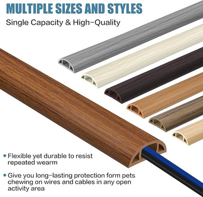 Floor Cord Covers for Wires 3.3FT Cable Hider Wire Cover Self Adhesive Cord Hider Floor for Offices, Homes, Workshops, Warehouses Cable Cavity 0.39" W x 0.27" H