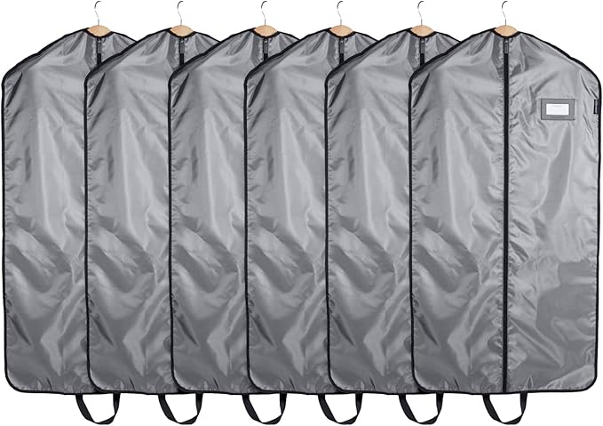 Covermates Keepsakes Garment Bag Set - Premium Polyester - Full Length Zipper - ID Window - Carrying Handles - Closet Storage, Grey