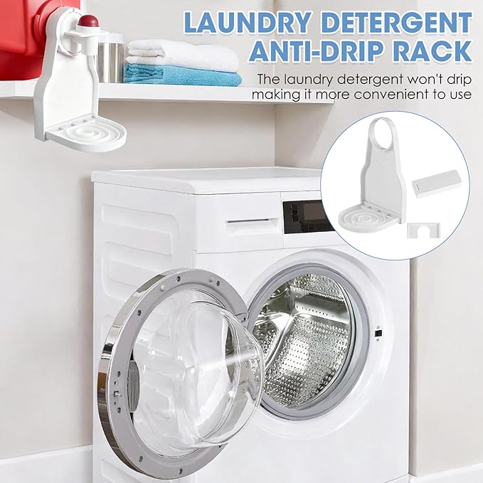6PCS Laundry Detergent Drip Catcher Set,2 Complete Kits with Detergent Holder,Laundry Drip Catcher,Ball Dispenser for Mess-Free Laundry, Ideal for Home Washing Rooms and Organizers