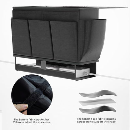 Frjjthchy Bedside Caddy, Bed Organizer with 11 Pockets and Power Strip Holder,Versatile Bedside Storage Caddy for Home,Dorm,Bunk,Hospital,Crib Bed (Black)