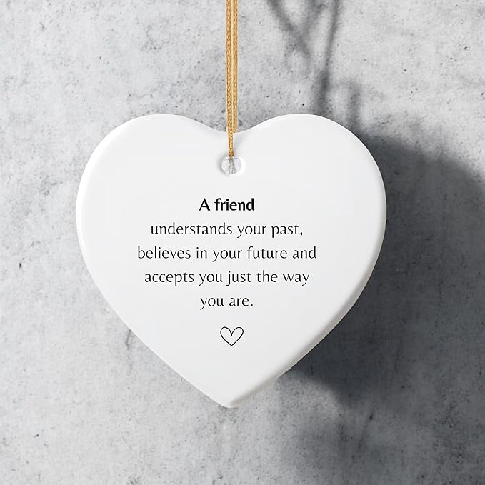 HatafaFurni Friendship for Wedding Gifts, Friend Understands Your Past, Birthday Gifts, Anniversary Ornament, Best Friend Ornaments for Home Decor, Aesthetic Decor Car, Ceramic Ornament 2.9"