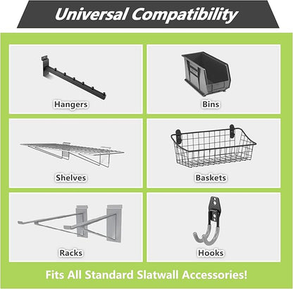 4x4 FT PVC Slatwall Panel Wall Storage Systems, Interlocking Slat Wall Paneling Garage Wall Organizer, Slat Board Wall-Mounted Slat Wall Panels for Garage Storage, Shelves, and Tools, Grey