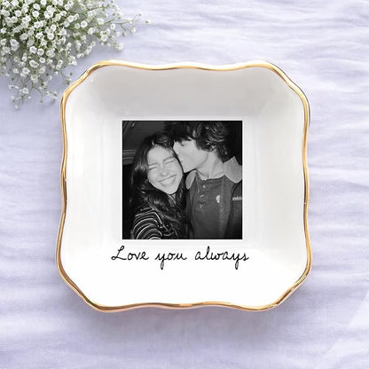 Famitrendz Personalized Couple Portrait Ring Dish, Custom Couples Photo Jewelry Dish, Custom Ring Holder Gifts, Picture Trinket, Engagement Valentines Wedding Gifts, Gift for Her, Women 2