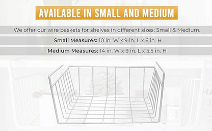 YBM HOME Under Shelf Wire Basket Storage Organizer for Kitchen Pantry - White Hanging Metal Wrap Rack, Easy to Install, (6 Pack, Medium) 2222-6