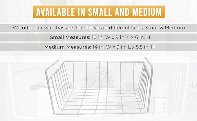 YBM HOME Under Shelf Wire Basket Storage Organizer for Kitchen Pantry - Hanging Storage Cabinet Organizer Rack Adds Extra Storage Space Underside The Shelf (6, Small)