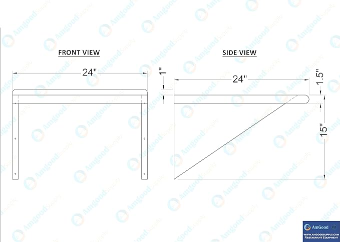 AmGood 24" Long X 24" Deep Stainless Steel Wall Shelf | NSF | Appliance & Equipment Metal Shelving | Kitchen, Restaurant, Garage, Laundry, Utility Room