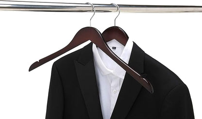 Quality Semi Curved Mahogany Wooden Suit Hangers, 80-Pack Smooth Finish Solid Wood Coat Hanger with Swivel Hook, Jacket, Pant, Dress Clothes Hangers Mahogany, 80