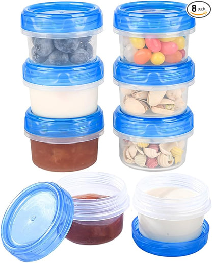 Salad Dressing Containers, [8 Pack*2 oz] Reusable Easy to Open Dressing, Condiment, Sauce, Dip Containers to Go With Leak-Proof Twist Top Lids, Bpa Free, Safe For Microwave, Freezer, Dishwasher