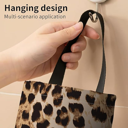 Plastic Bag Holder, Wall Mount Grocery Bag Organizer, Funny Hanging Trash Bag Storage Dispenser for Home Kitchen Luxuious Leopard