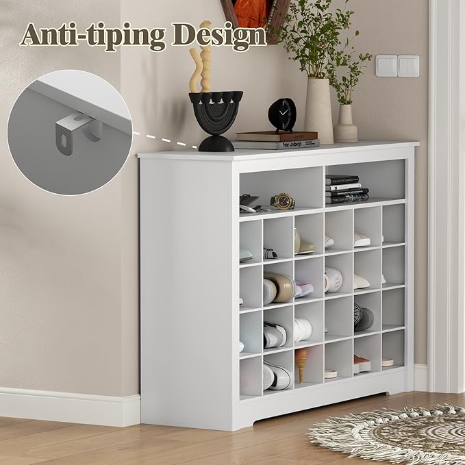 5-Tier Storage Cabinet for Entryway, Modern Shoe Rack with 26 Cubbies, Freestanding Shoe Organizer with 24 Pair Shoe Storage Cabinet for Hallway,Bedroom,Living Room(White